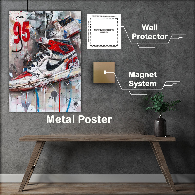 Buy Metal Poster : (WHite sneekers atreet art)