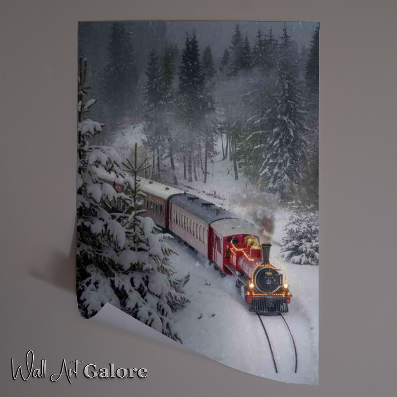 Buy Unframed Poster : (Christmas steam train in the winter mountains)