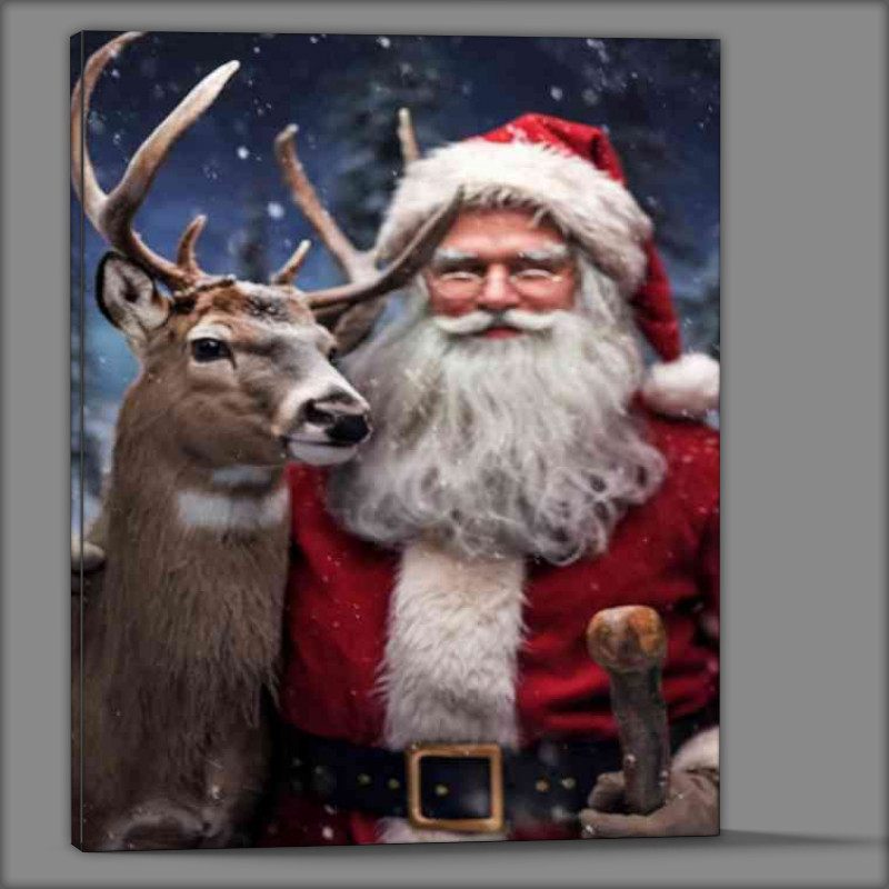 Buy Canvas : (Majestic santa and his trusted raindeer)