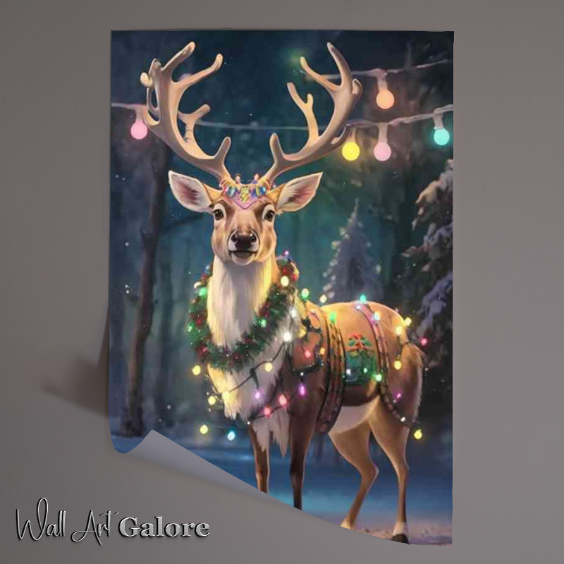 Buy Unframed Poster : (Scene of a majestic reindeer standing christmas)