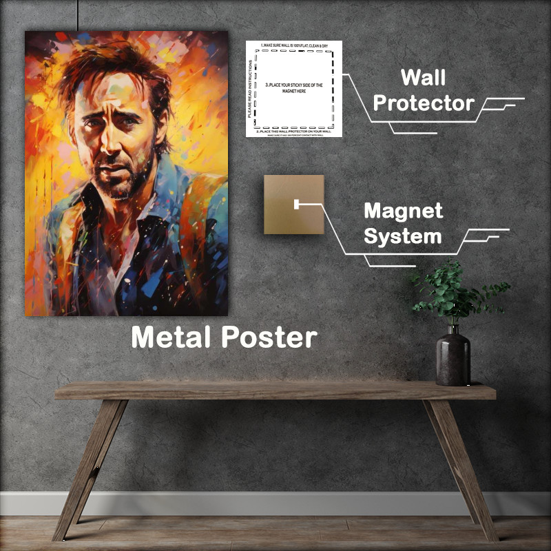 Buy Metal Poster : (Nicolas cage Very colourful painting style)