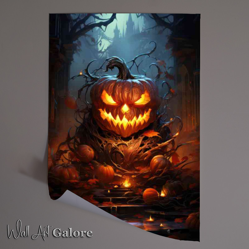 Buy Unframed Poster : (Halloween pumpkin lit up)