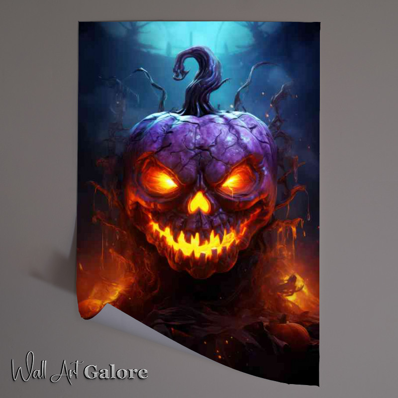Buy Unframed Poster : (Pumpkin head glowing fire)