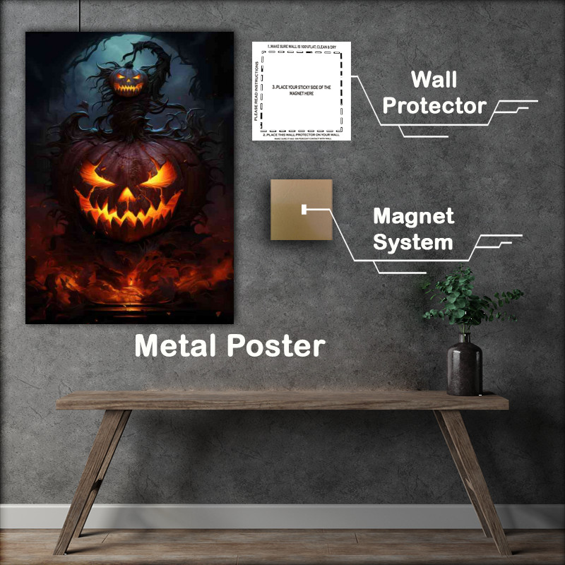 Buy Metal Poster : (Pumpkin in a lantern style)