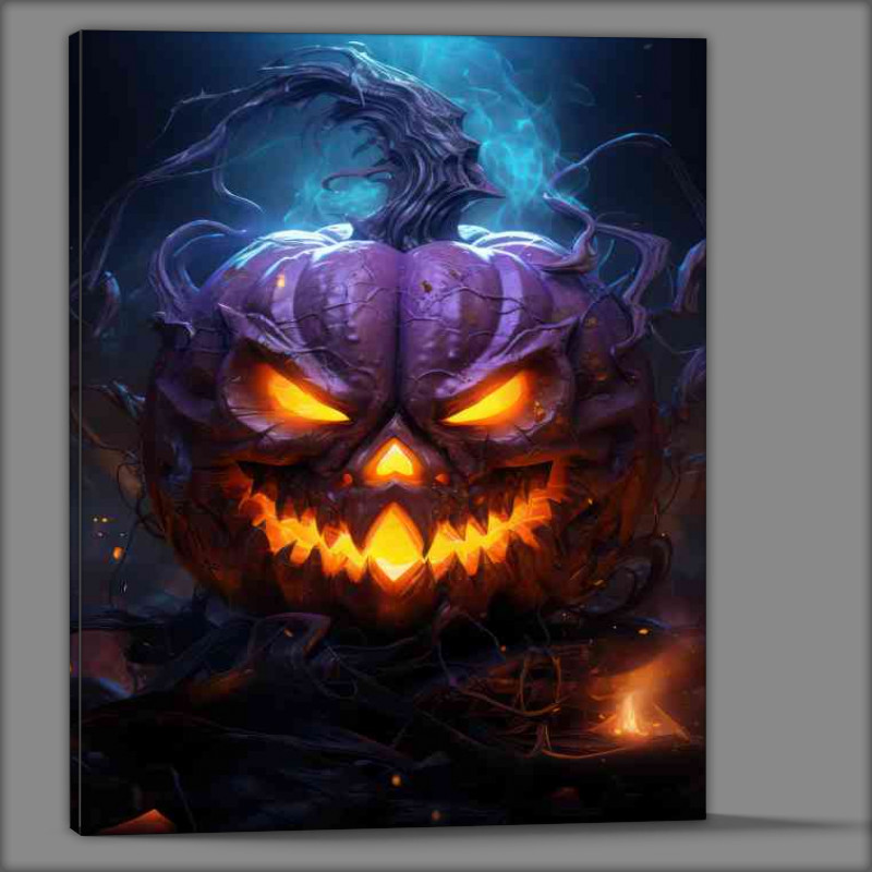 Buy Canvas : (Purple style glowing fire pumpkin head)