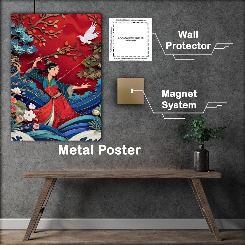 Buy Metal Poster : (Mulan with red background)