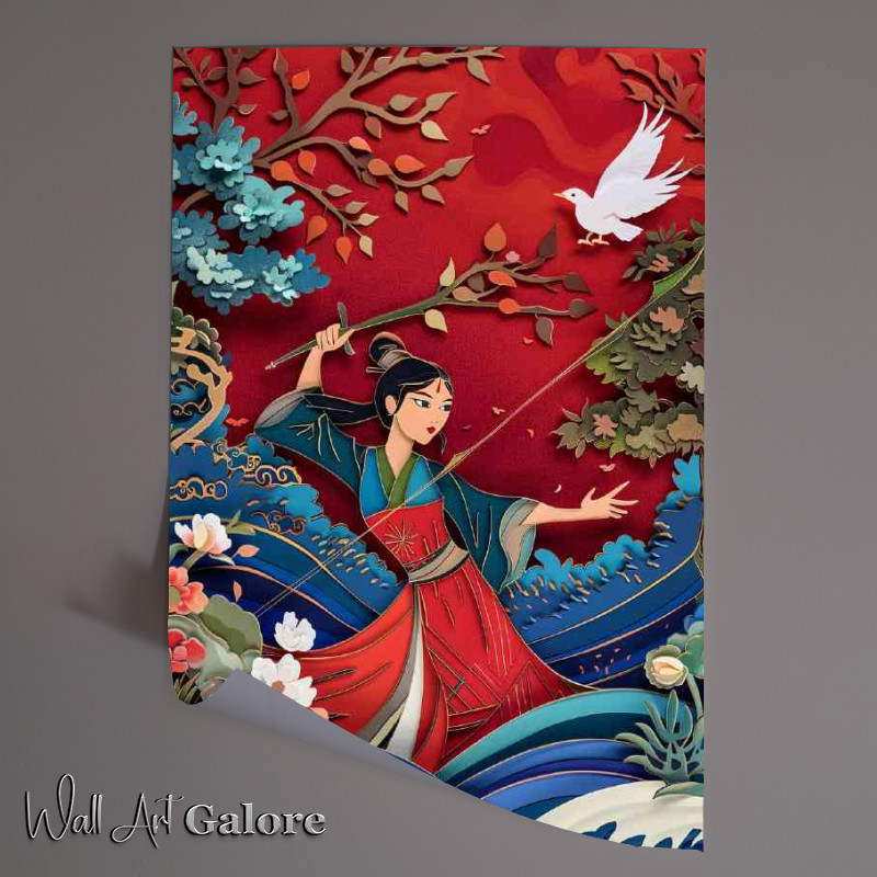 Buy Unframed Poster : (Mulan with red background)