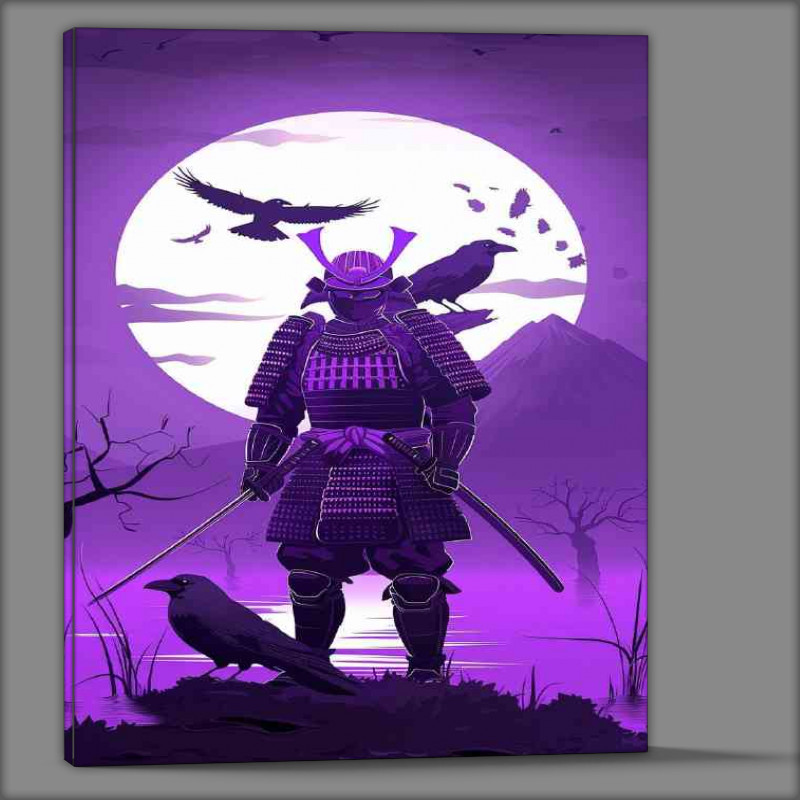 Buy Canvas : (Purple samurai surrounded b y birds)