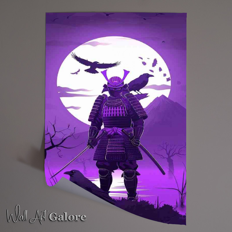 Buy Unframed Poster : (Purple samurai surrounded b y birds)
