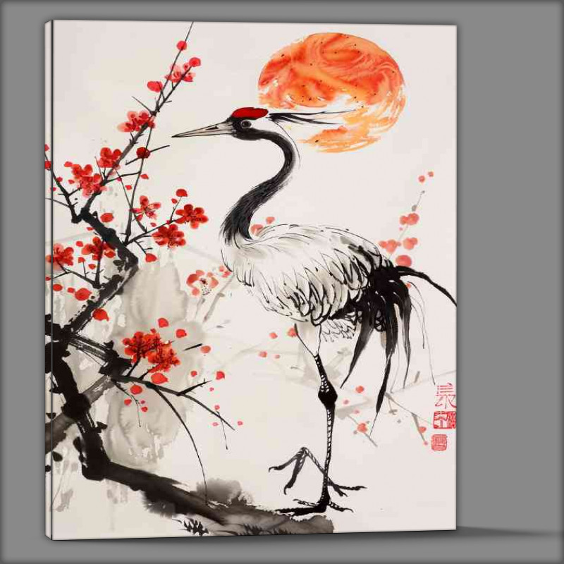 Buy Canvas : (A poised and lively crane standing)