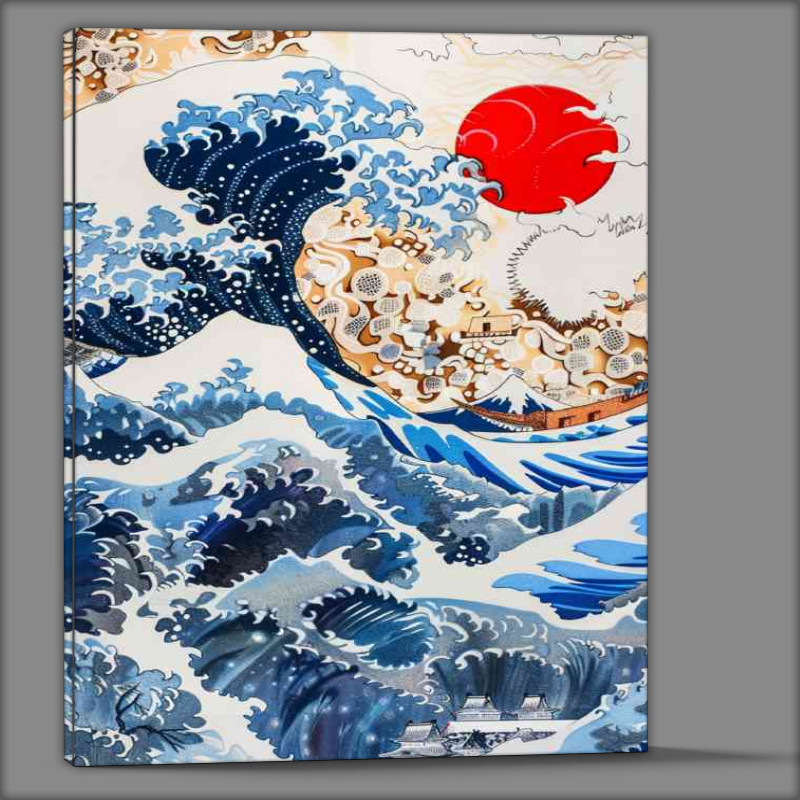 Buy Canvas : (Blue waves and the red sun)