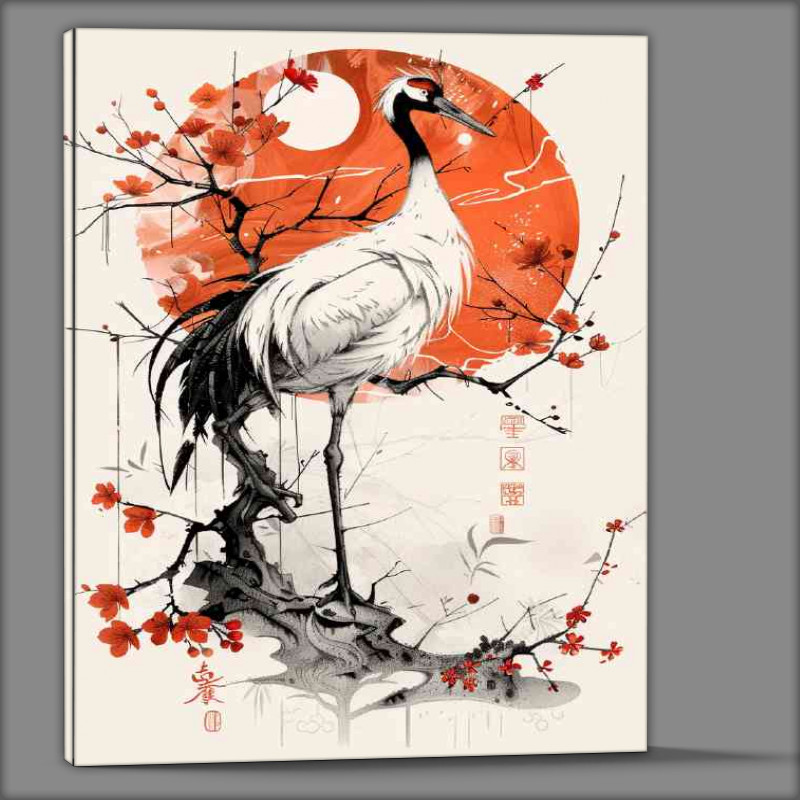 Buy Canvas : (Lively Crane red sun)