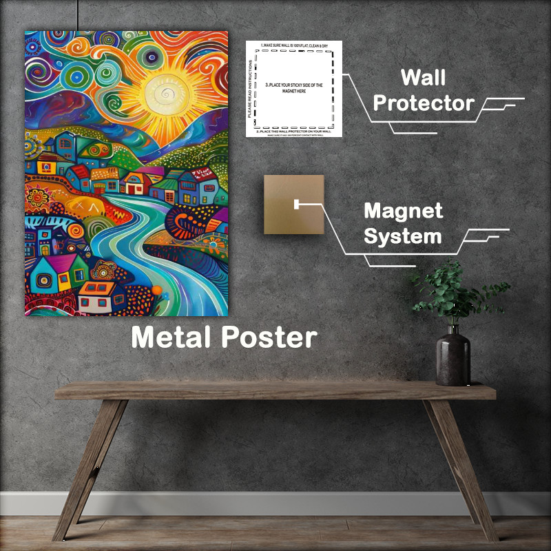Buy Metal Poster : (Art deco bursting sun rays)