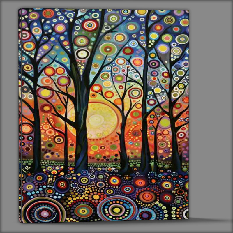 Buy Canvas : (Beautiful painting of trees with the sun setting)