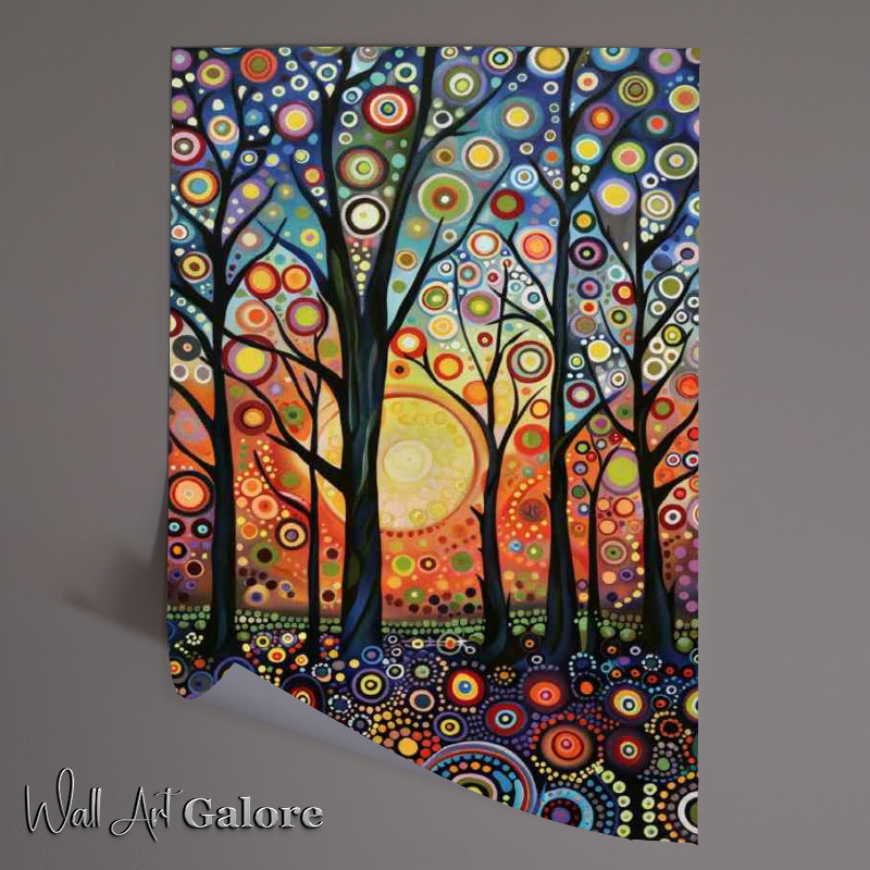 Buy Unframed Poster : (Beautiful painting of trees with the sun setting)