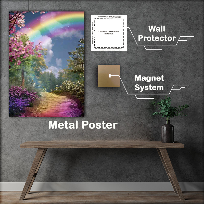 Buy Metal Poster : (Beautiful rainbow earthy path)