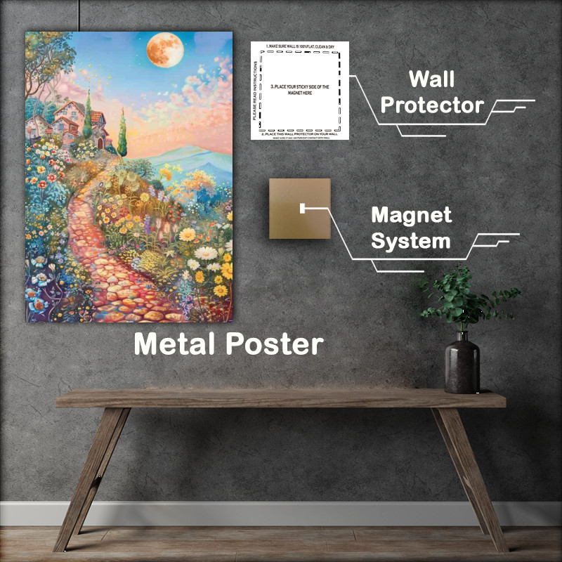 Buy Metal Poster : (Colour flowery landscaped path)