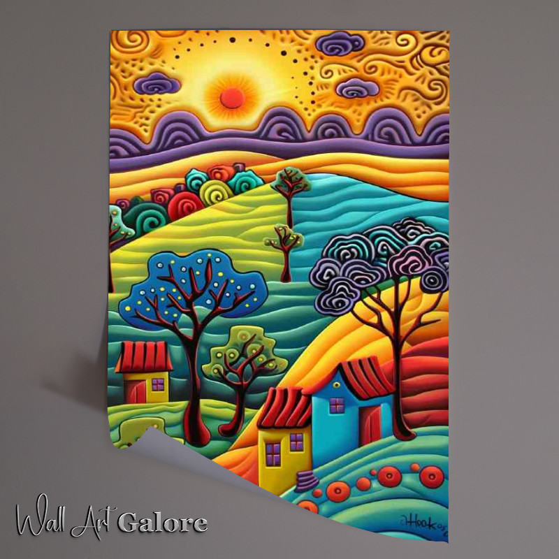 Buy Unframed Poster : (Colourful farming fields abstract)