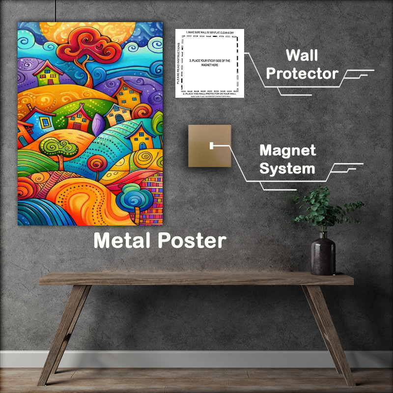 Buy Metal Poster : (Colourful trees and hils)