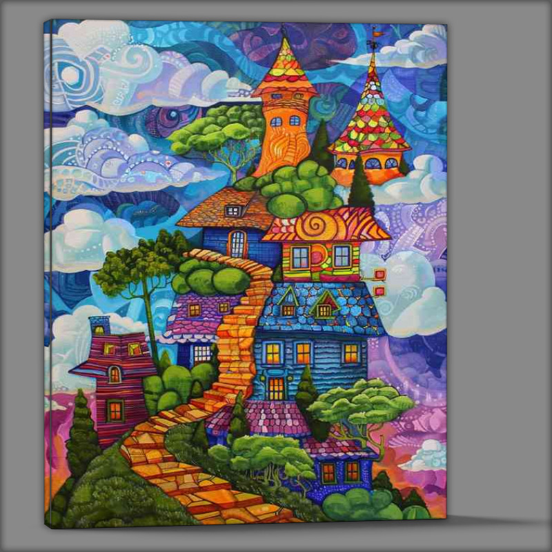 Buy Canvas : (Houses stacked stairway to sky)