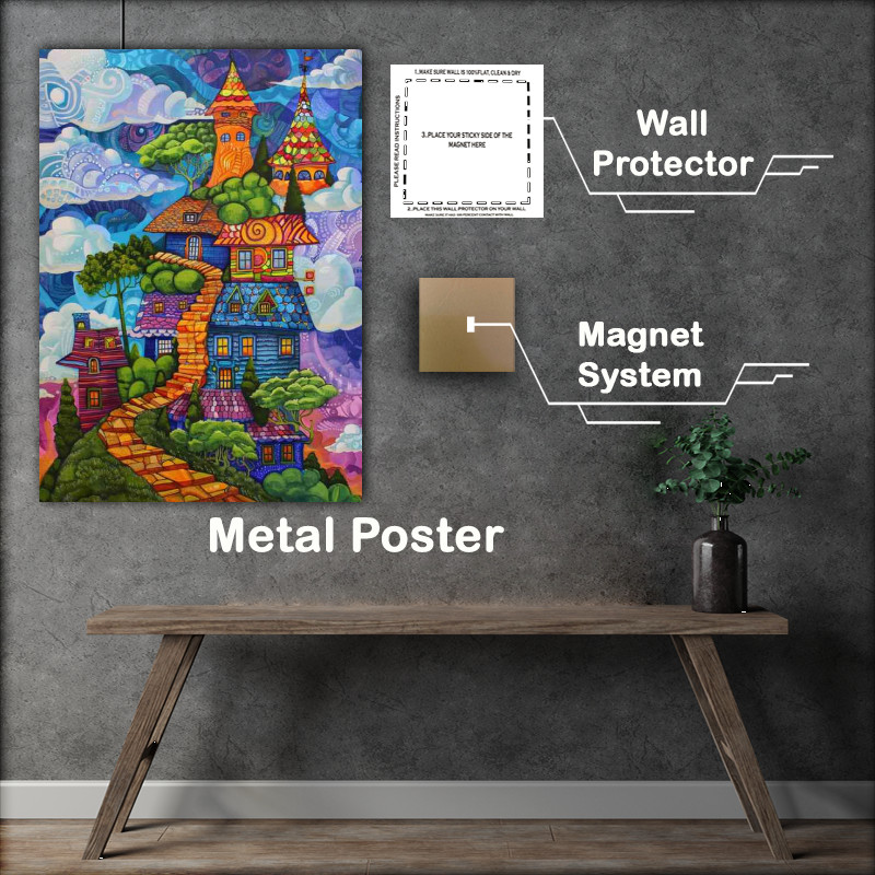 Buy Metal Poster : (Houses stacked stairway to sky)