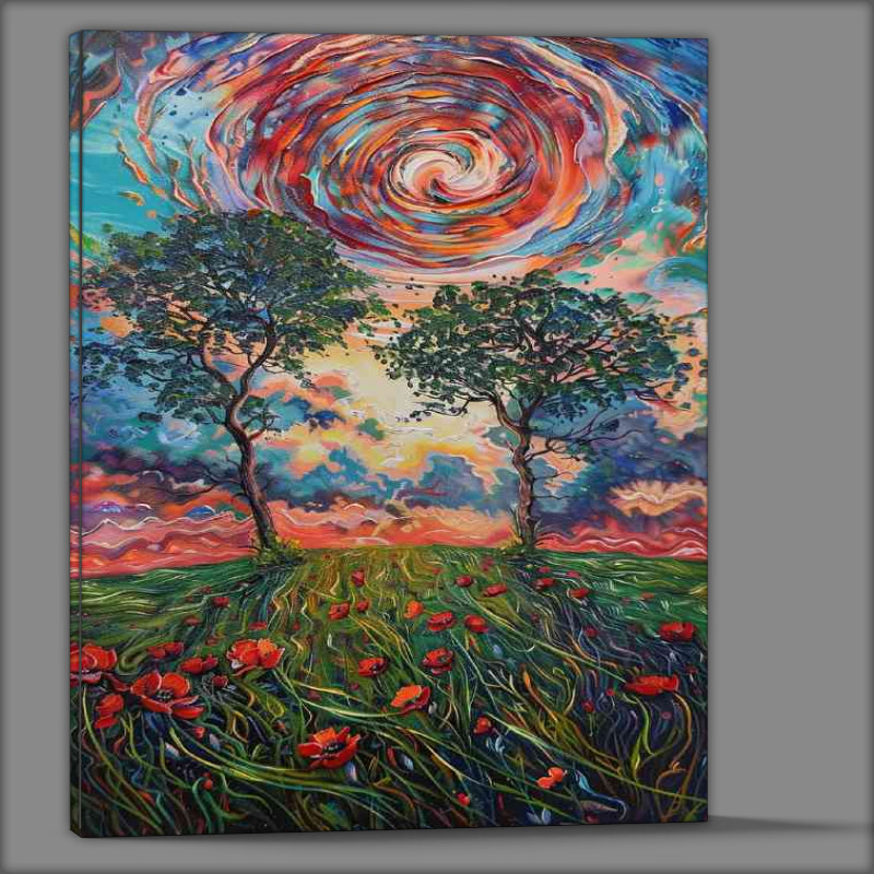 Buy Canvas : (Liquid swirls of poppy field and trees)