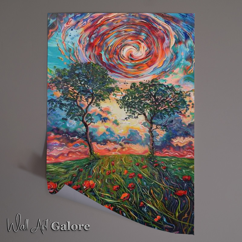 Buy Unframed Poster : (Liquid swirls of poppy field and trees)