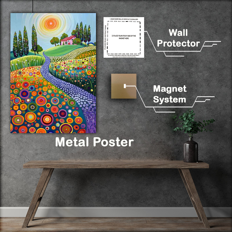 Buy Metal Poster : (Polka dot path circled fields)