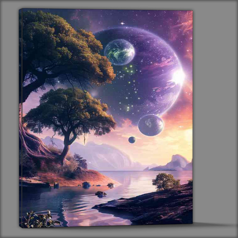 Buy Canvas : (Alien planet landscape with giant green trees)