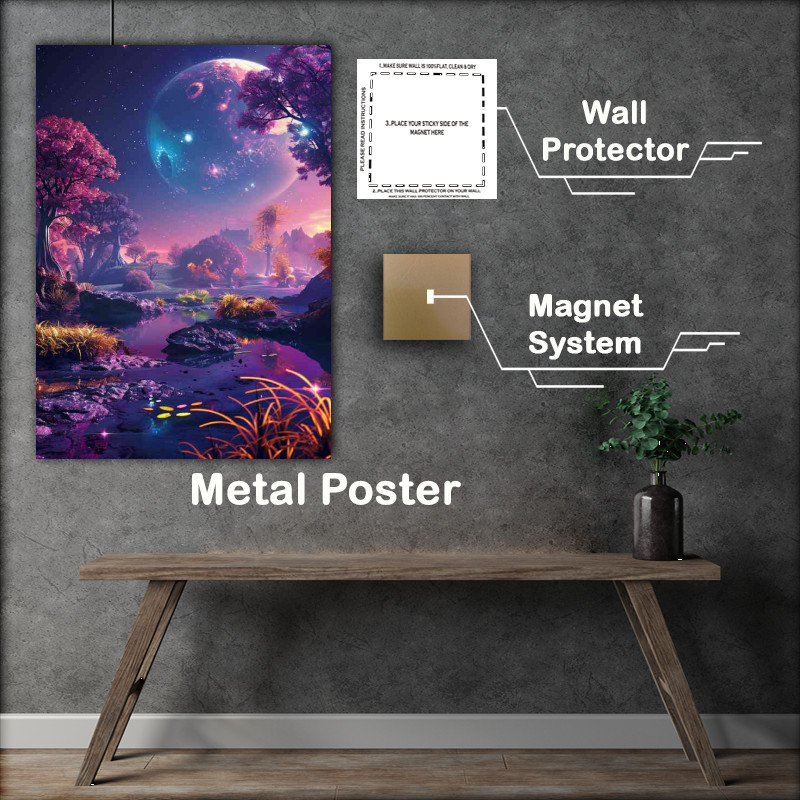 Buy Metal Poster : (Beautiful alien landscape with vibrant colors)