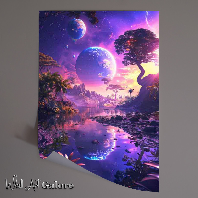 Buy Unframed Poster : (Beautiful vibrant purples with two moons)