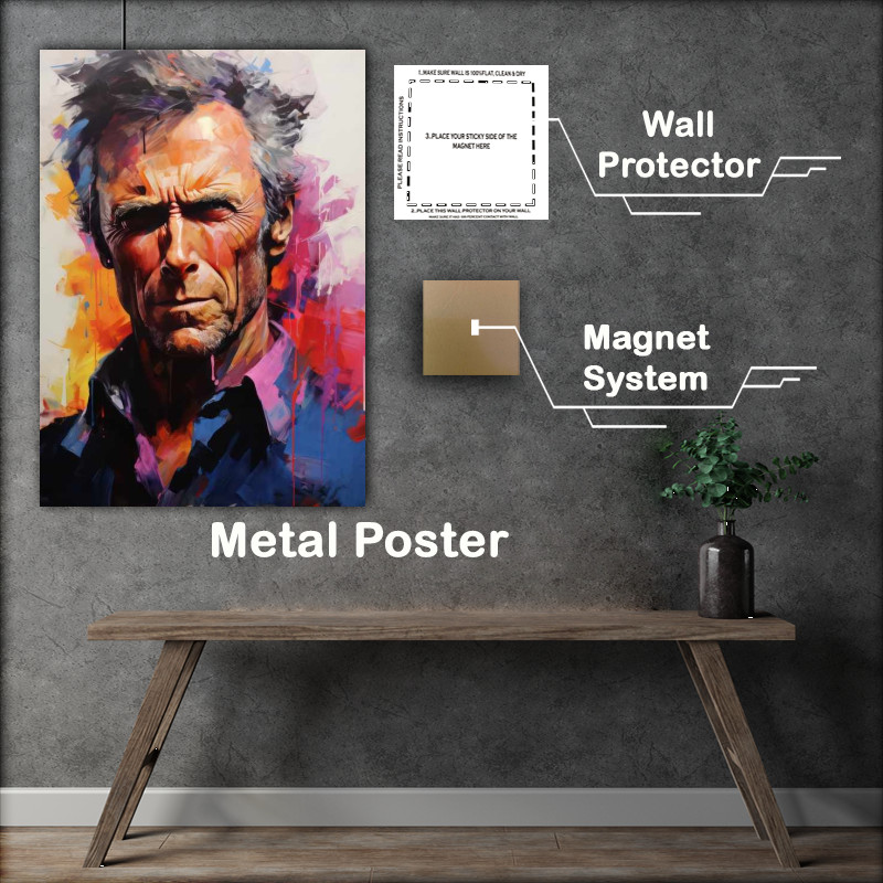 Buy Metal Poster : (Painting style Clint Eastwood Very colourful)