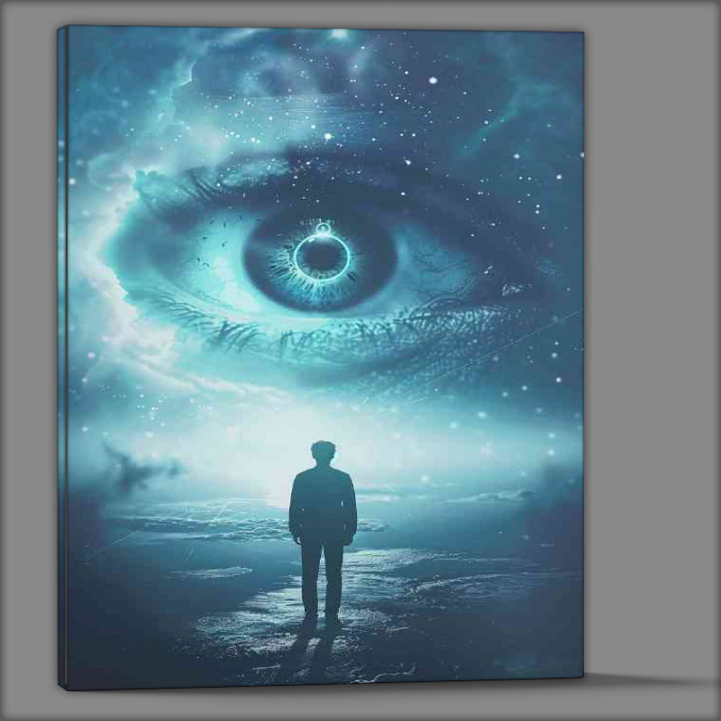 Buy Canvas : (Man standing in the eye of the universe)