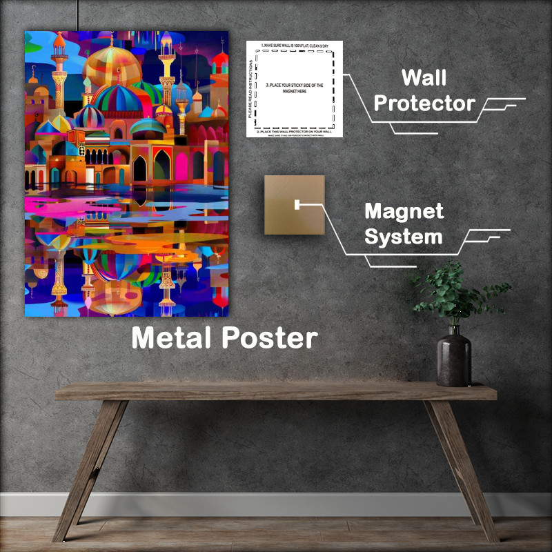 Buy Metal Poster : (Reflections of a Arabic city a flat design)