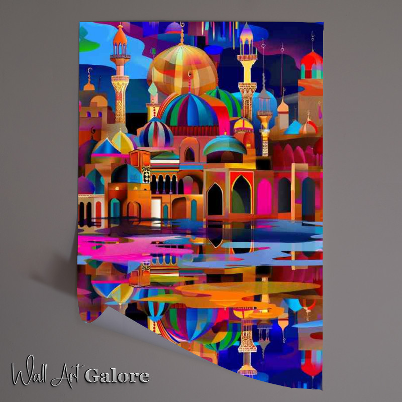 Buy Unframed Poster : (Reflections of a Arabic city a flat design)