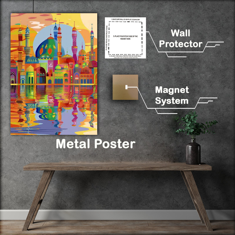 Buy Metal Poster : (Ripples in the sea arabic a flat design)