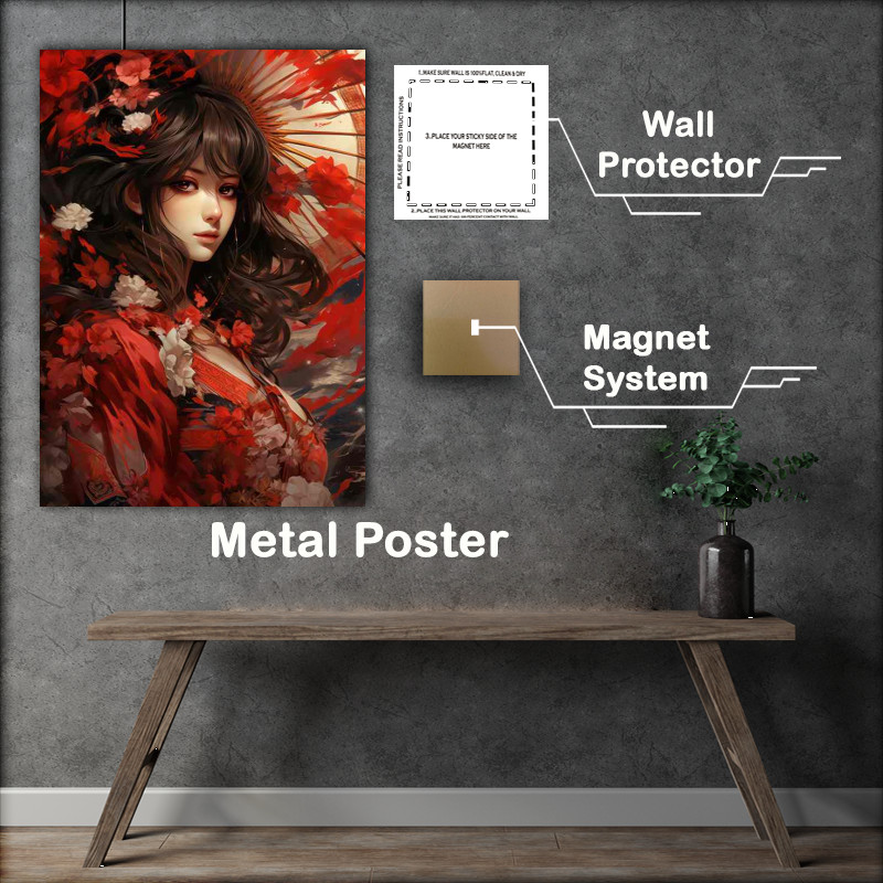 Buy Metal Poster : (Understanding the Geishas Kimono in red)