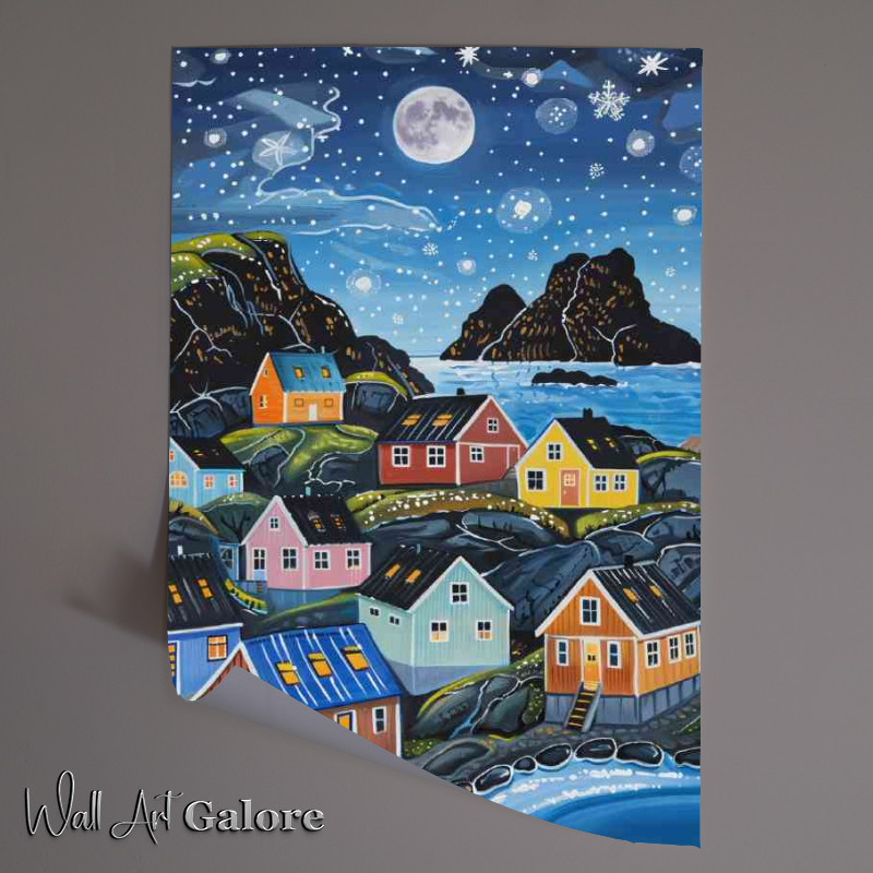 Buy Unframed Poster : (Colorful Scandinavian houses by the sea)