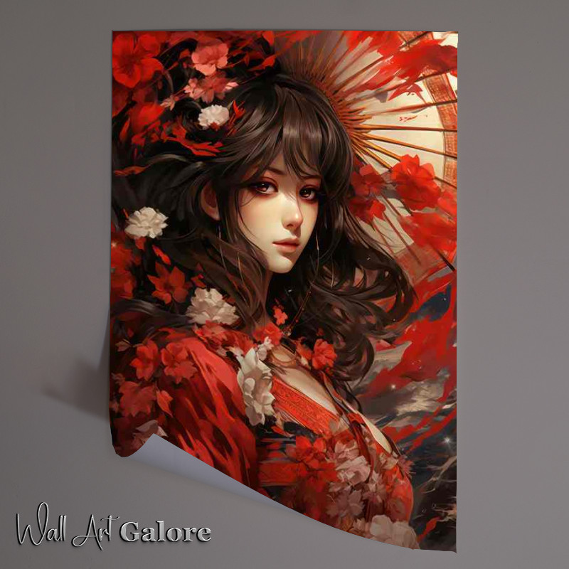 Buy Unframed Poster : (Understanding the Geishas Kimono in red)