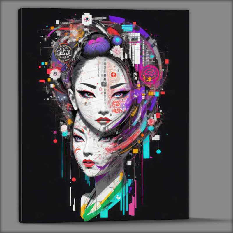 Buy Canvas : (Vibrant Kimono Blossoms)