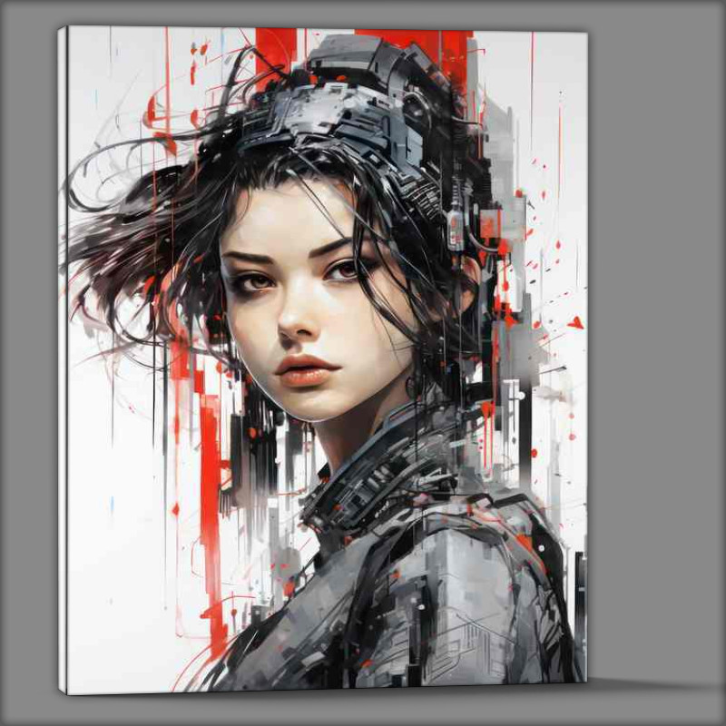 Buy Canvas : (cyberpunk style style art with a touch of red colour)