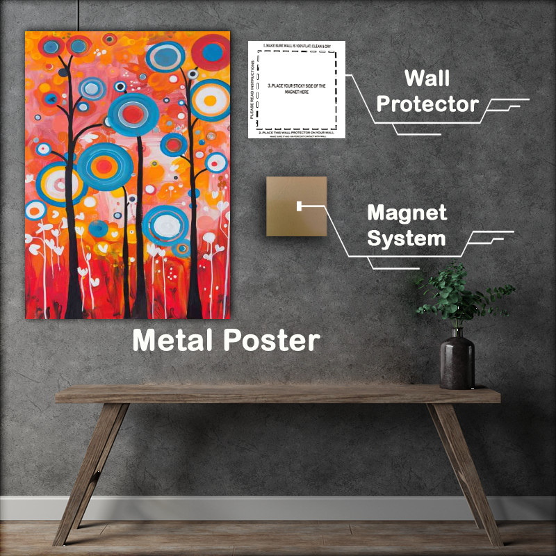 Buy Metal Poster : (Painted circles of trees)