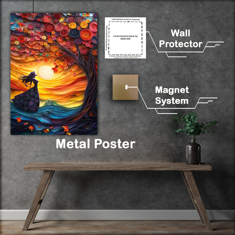 Buy Metal Poster : (Paper lady and the colourful tree)
