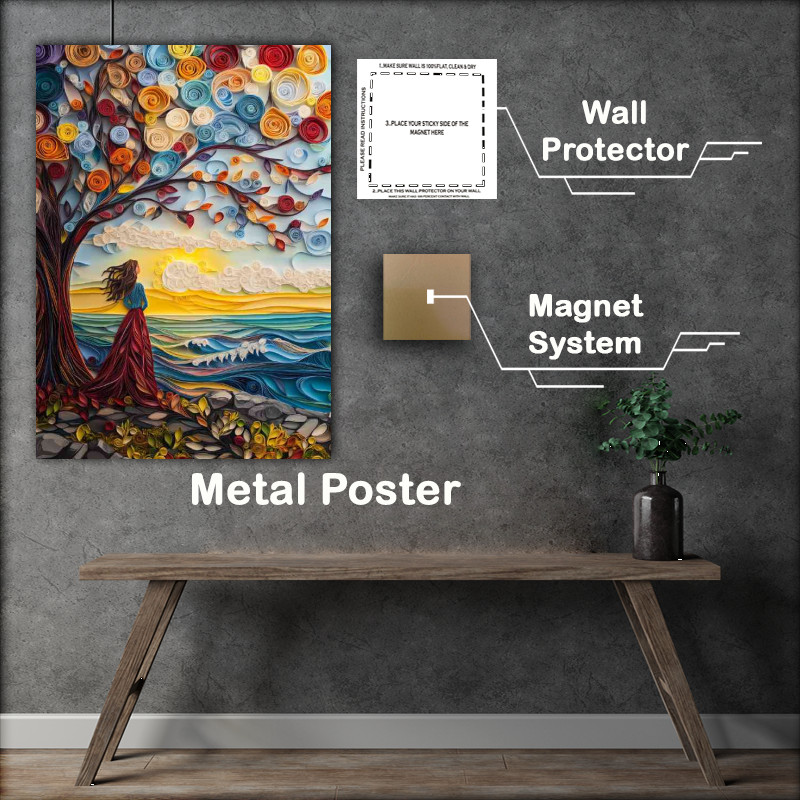 Buy Metal Poster : (Paper setting sun by the sea)