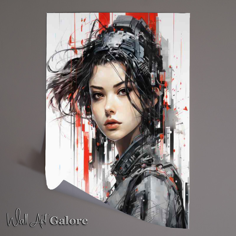 Buy Unframed Poster : (cyberpunk style style art with a touch of red colour)