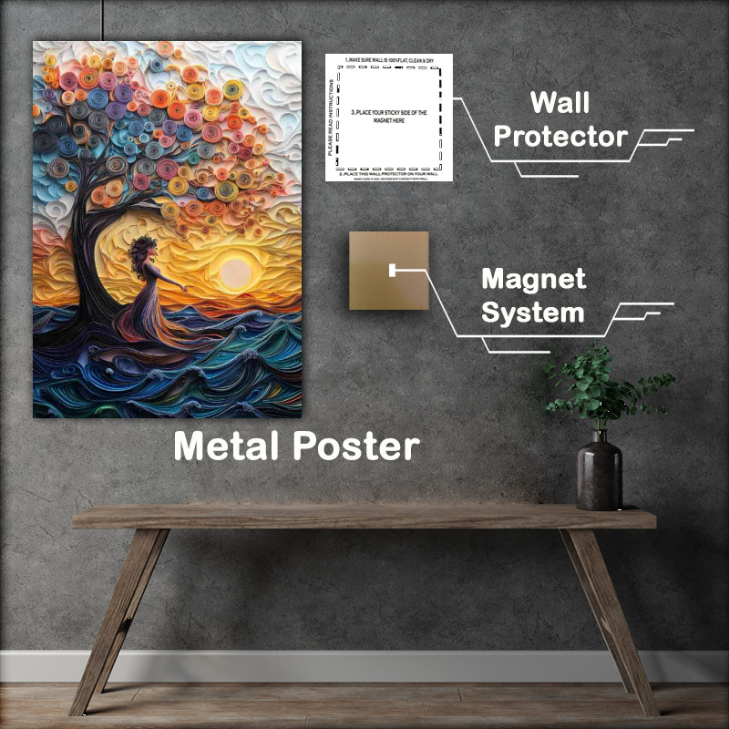 Buy Metal Poster : (Paper surrounded by the crashing waves)