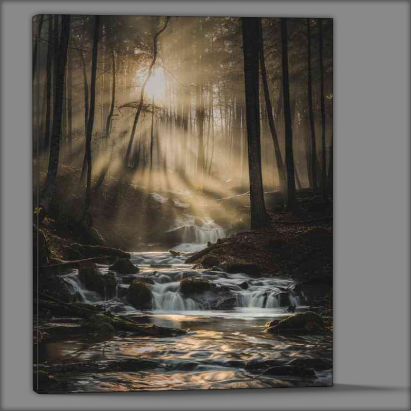 Buy Canvas : (Sun blasting through the flowing river)