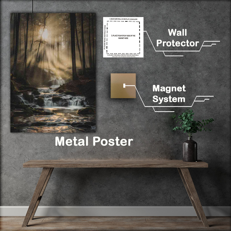 Buy Metal Poster : (Sun blasting through the flowing river)