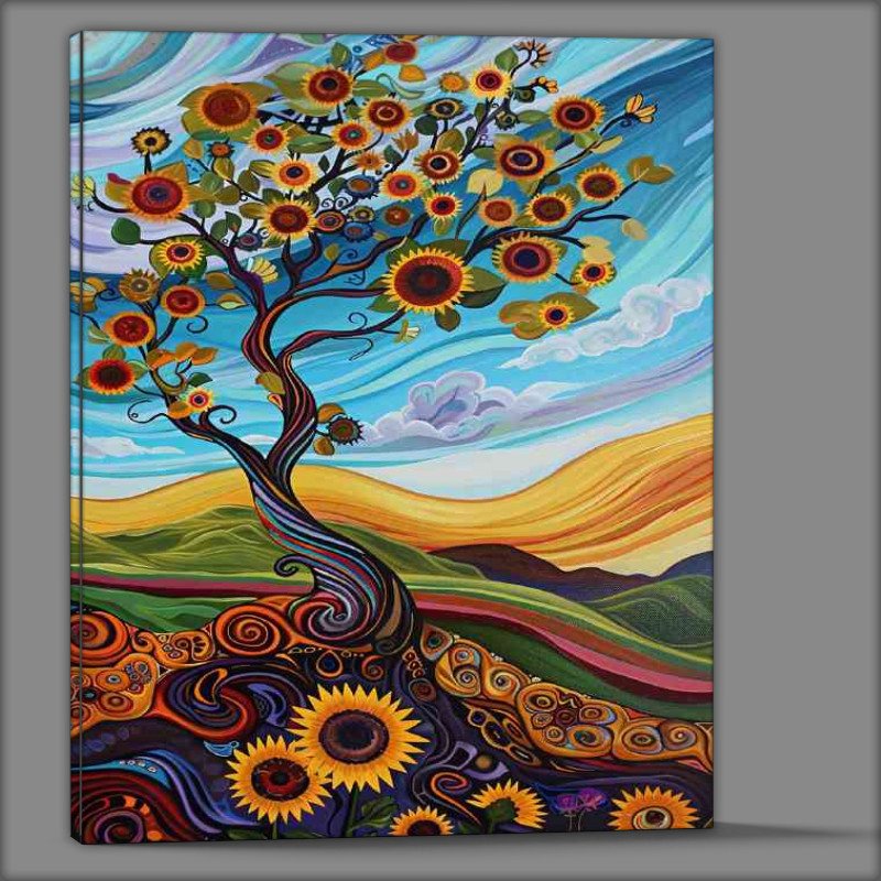 Buy Canvas : (Whimsical sunflower tree art)