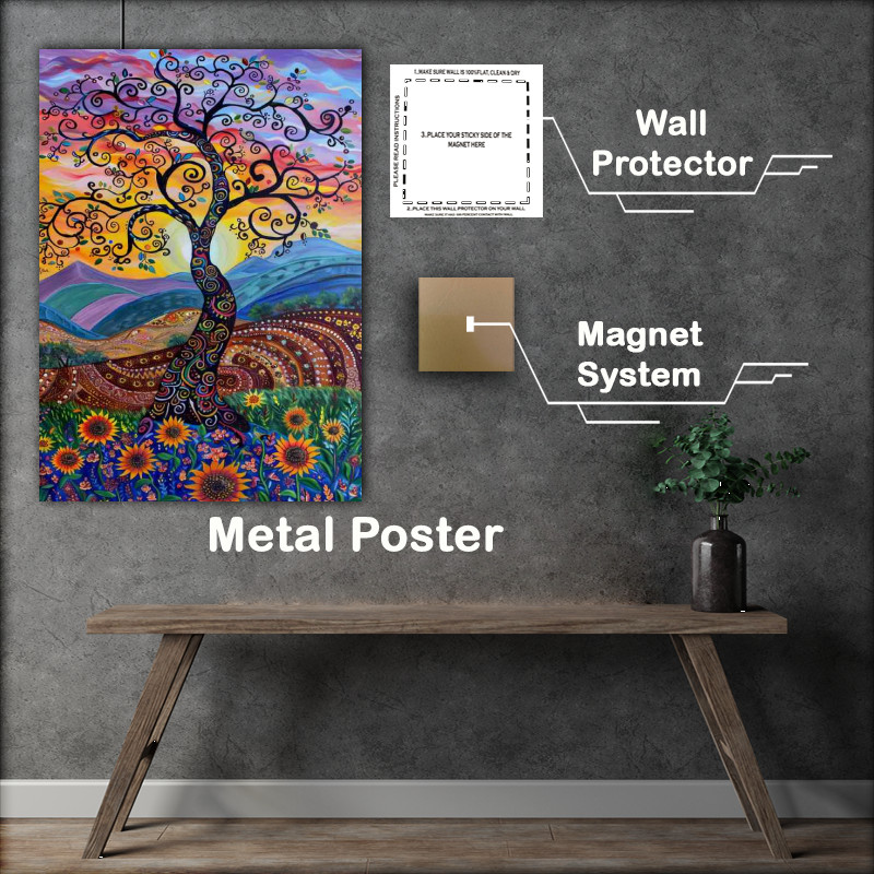 Buy Metal Poster : (Whimsical tree with swirling branches)